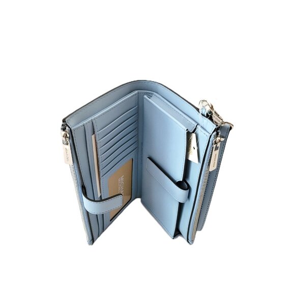 Michael Kors Jet Set Travel Large Double Zip Wristlet Clutch MK Ombre Light Sky - Picture 7 of 7